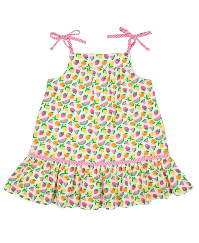 Big Girls Printed Seersucker Dress With Fruit