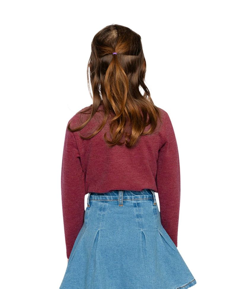 Big Girls 6-14 Brushed Rib Crew Neck Top