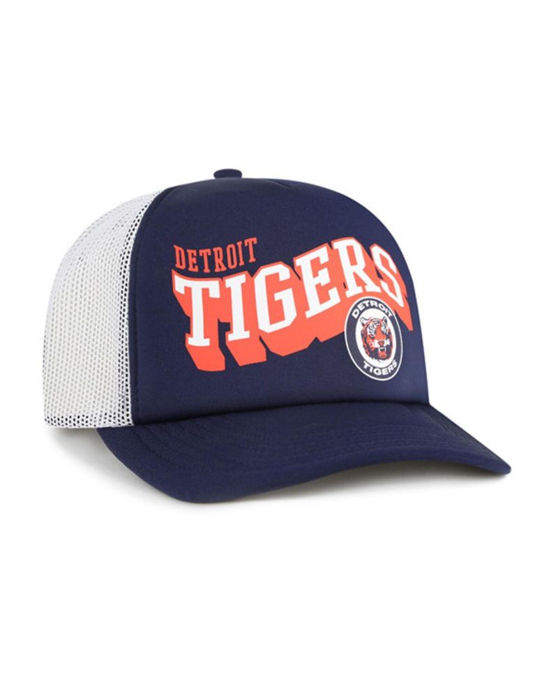 Men's Navy Detroit Tigers Meander Foam Trucker Snapback Hat