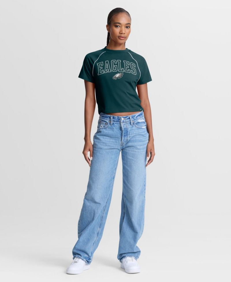Women's Philadelphia Eagles Offensive Scheme Cropped Raglan Crewneck T-Shirt
