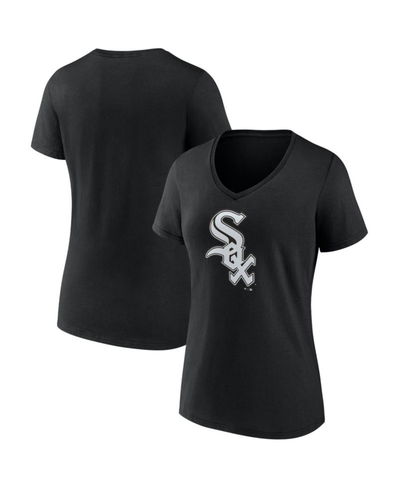 Women's Black Chicago White Sox Official Logo Athletic V-Neck T-Shirt