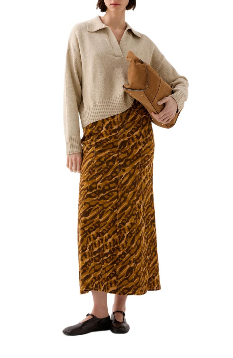 Women's Print Flare Denim Skirt