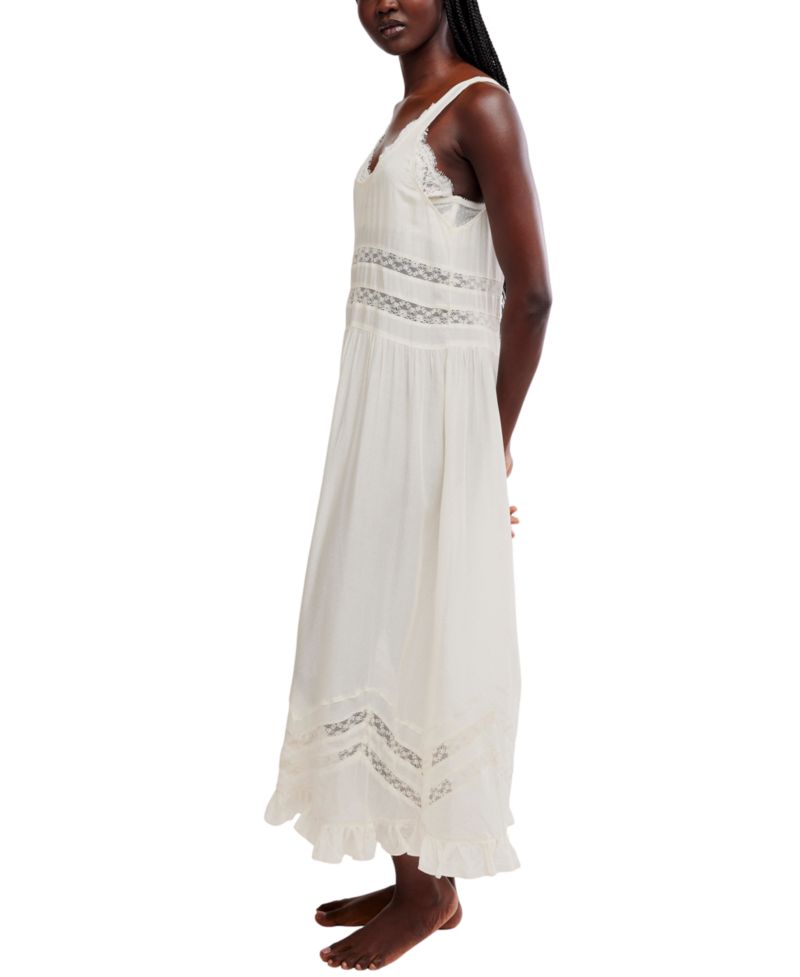 Women's Scoop Neck Voile & Lace Midi Dress