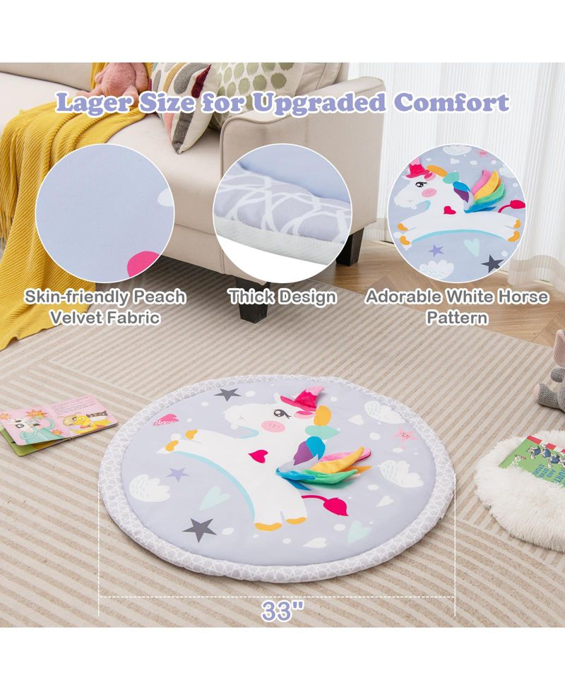 7-in-1 Baby Play Gym Mat with 5 Removable Sensory Toys, 33" x 20"