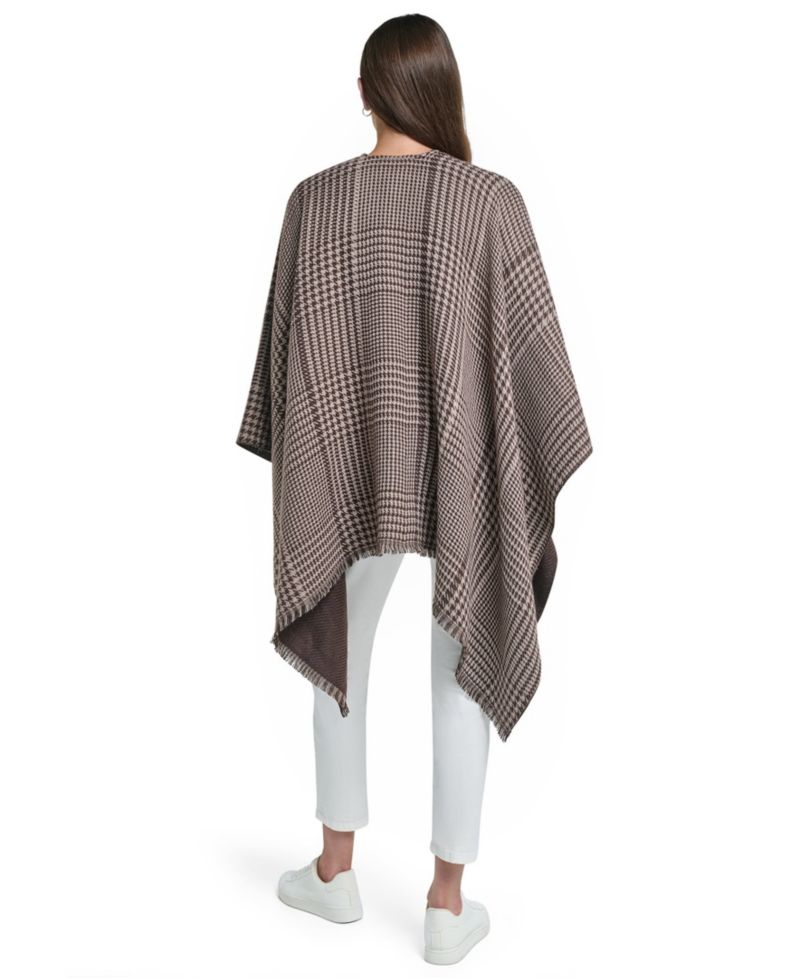 Reversible Houndstooth Double Face Shawl Ruana