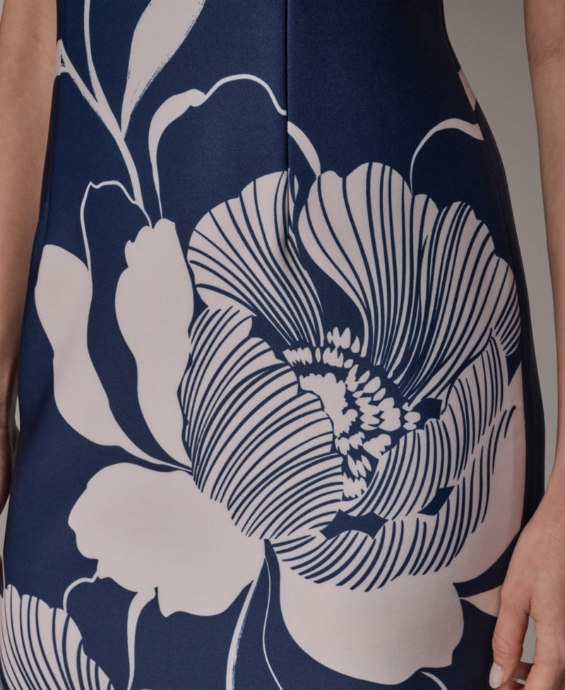 Women's Sleeveless Floral Print Knee-Length Sheath Dress