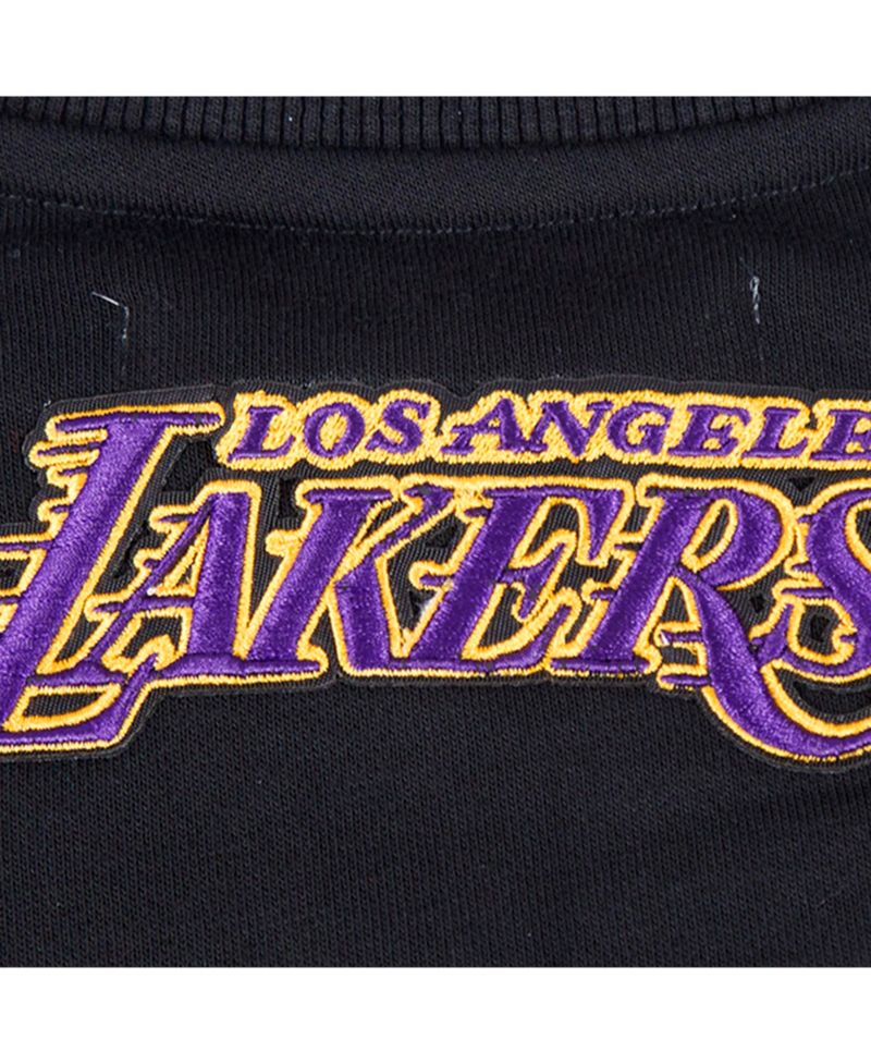 Women's Black Los Angeles Lakers Area Code Cropped Pullover Sweatshirt