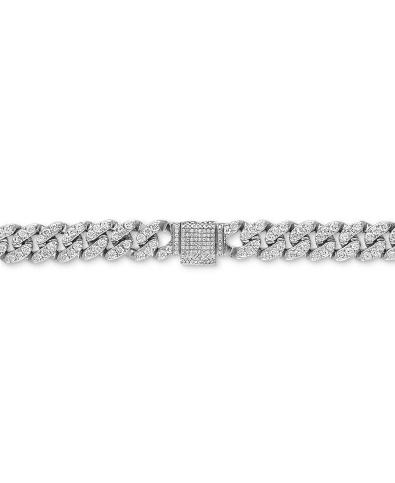 Men's Cubic Zirconia Curb Link 22" Chain Necklace in Sterling Silver