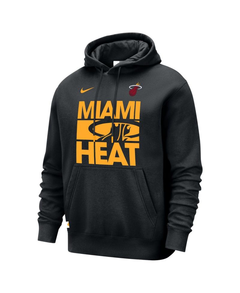 Men's Black Miami Heat Courtside Club Pullover Hoodie