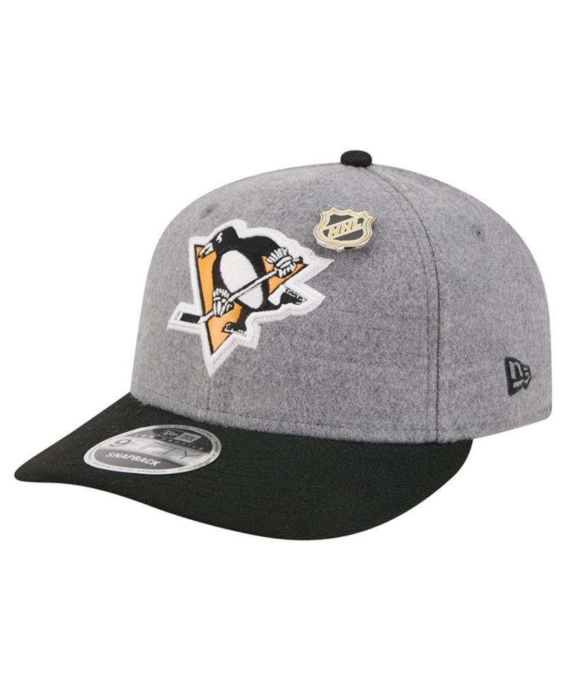 Men's Gray/Black Pittsburgh Penguins Wool Pin Low Profile 9FIFTY Snapback Hat