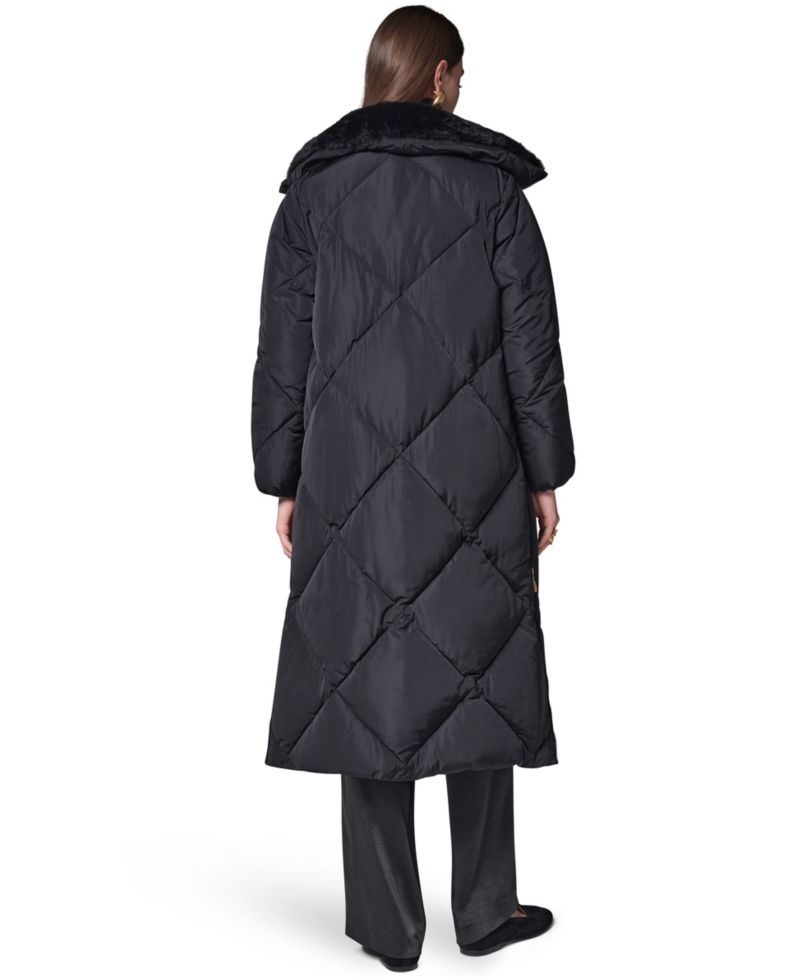 Women's Quilted Midi-Length Faux Fur-Trimmed Puffer Coat