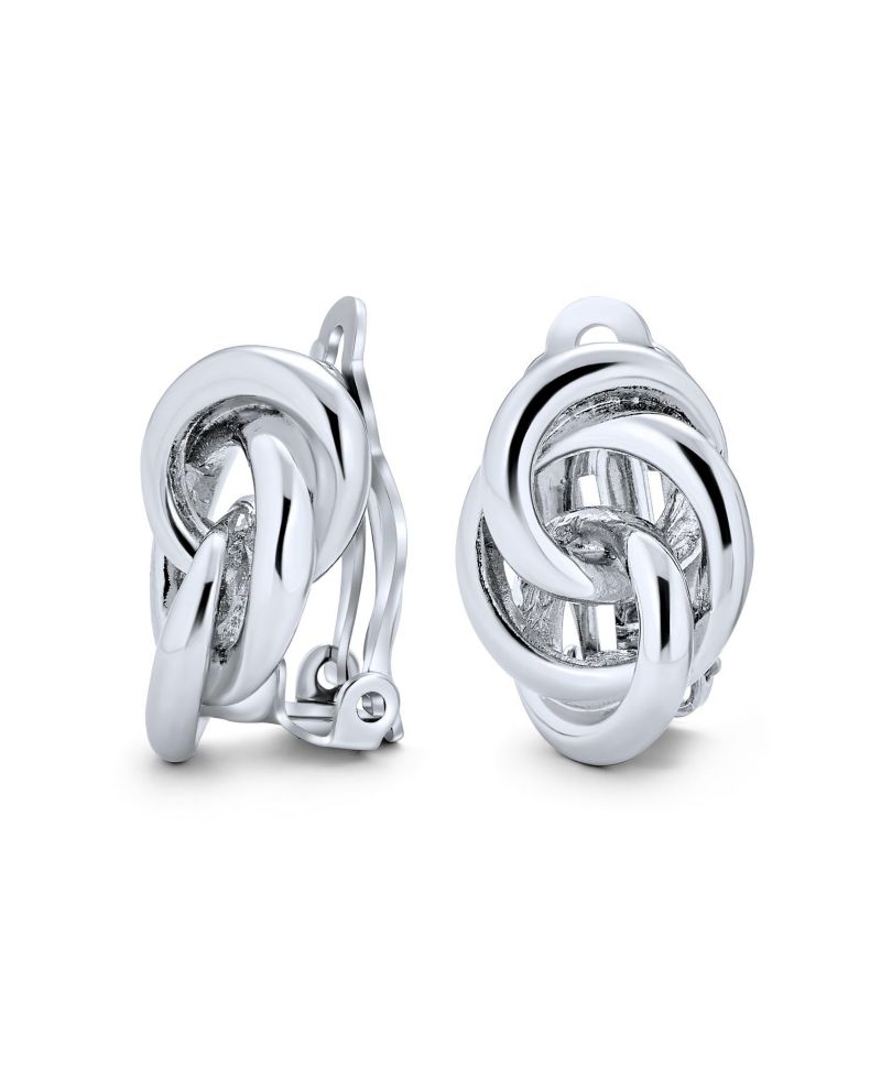 Classic Interlocking Love Infinity Knot Clip On Earrings Gold Plated