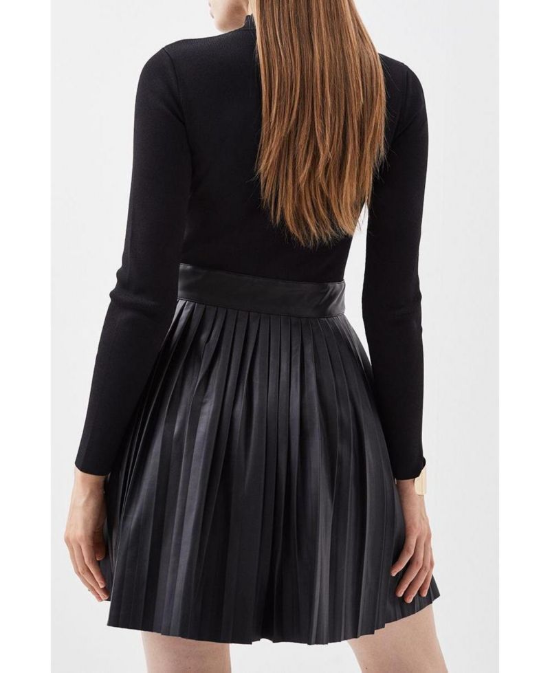 Women's Knitted Top Pleated Skater Dress