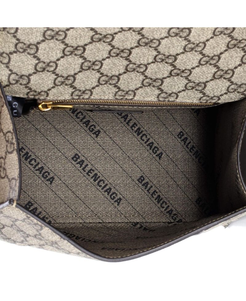 Small x Balenciaga The Hacker Project Hourglass Top Handle Bag GG Coated Canvas