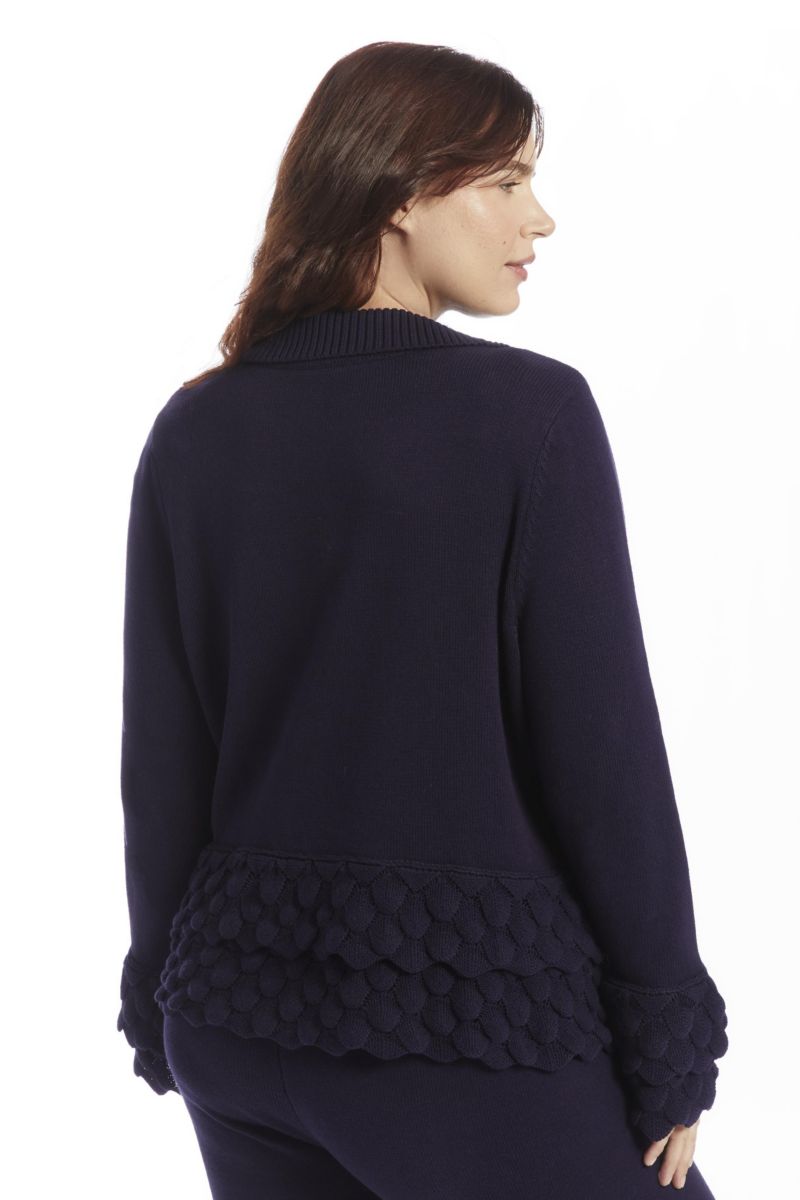 Women's Ruffled Peplum Cardigan Sweater