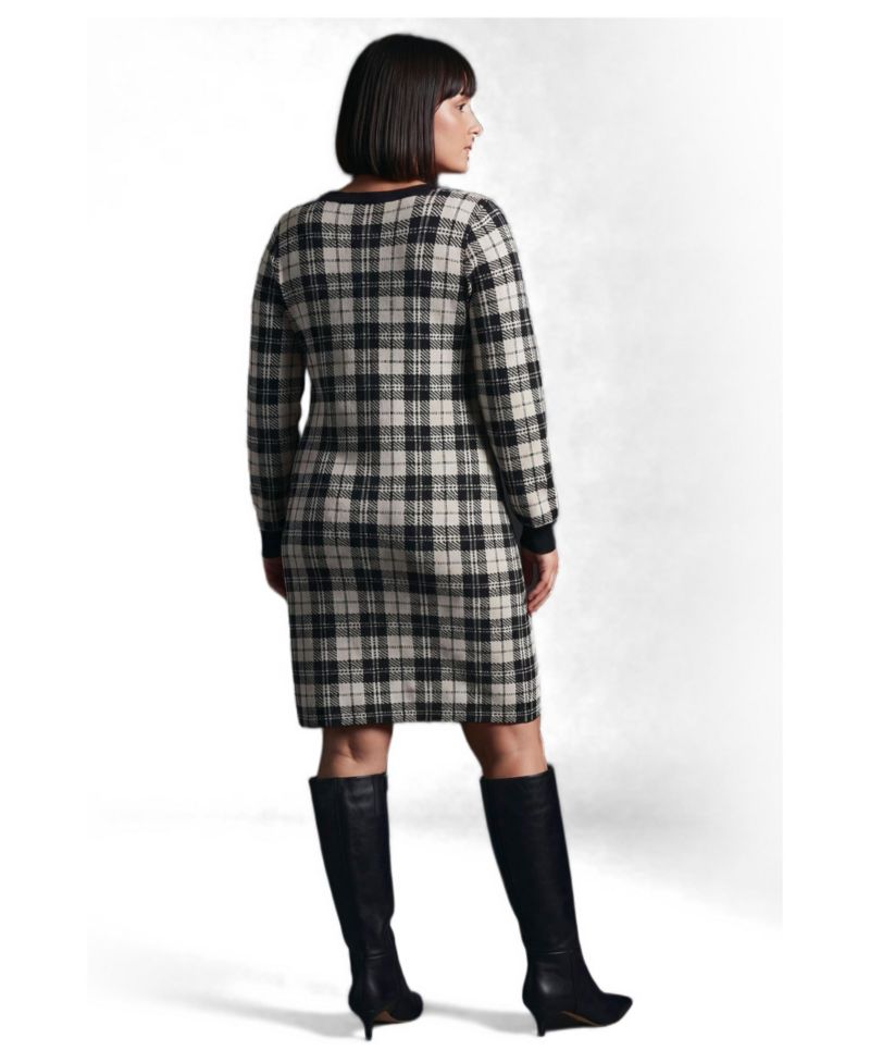 Plus Size Calista Long-Sleeve Knee-Length Crewneck Sweater Dress