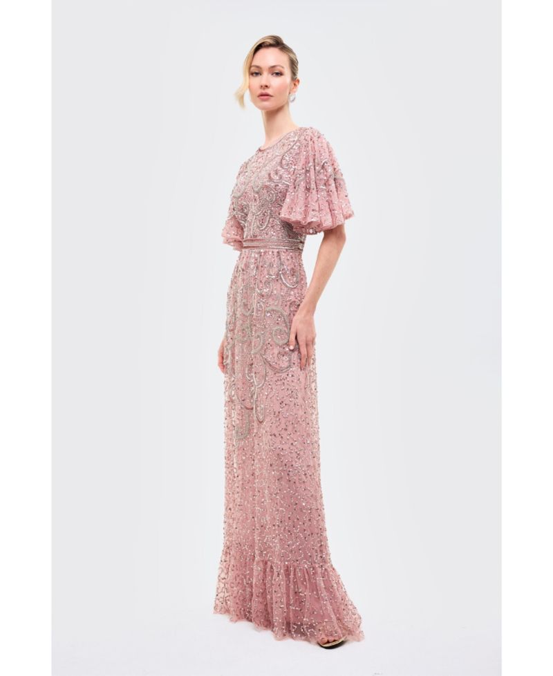 Women's Embellished Sequins Flutter Dress