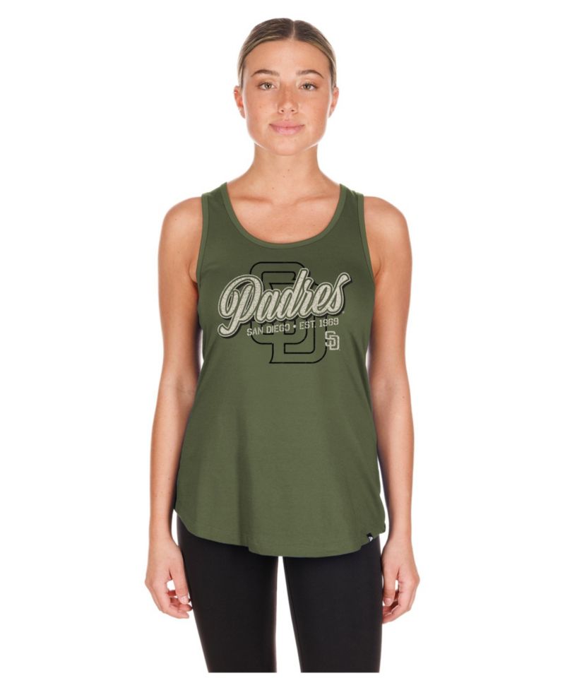 Women's San Diego Padres 2026 Armed Forces Day Distressed Screen Print Graphics Tank Top