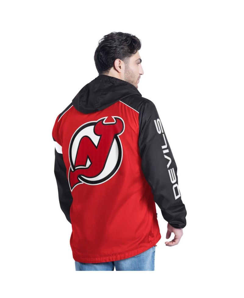 Men's Red/Black New Jersey Devils Lateral Half-Zip Hoodie Jacket