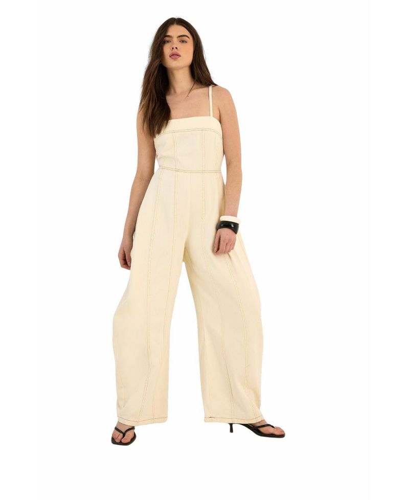 Women's Wide Leg Denim Jumpsuit
