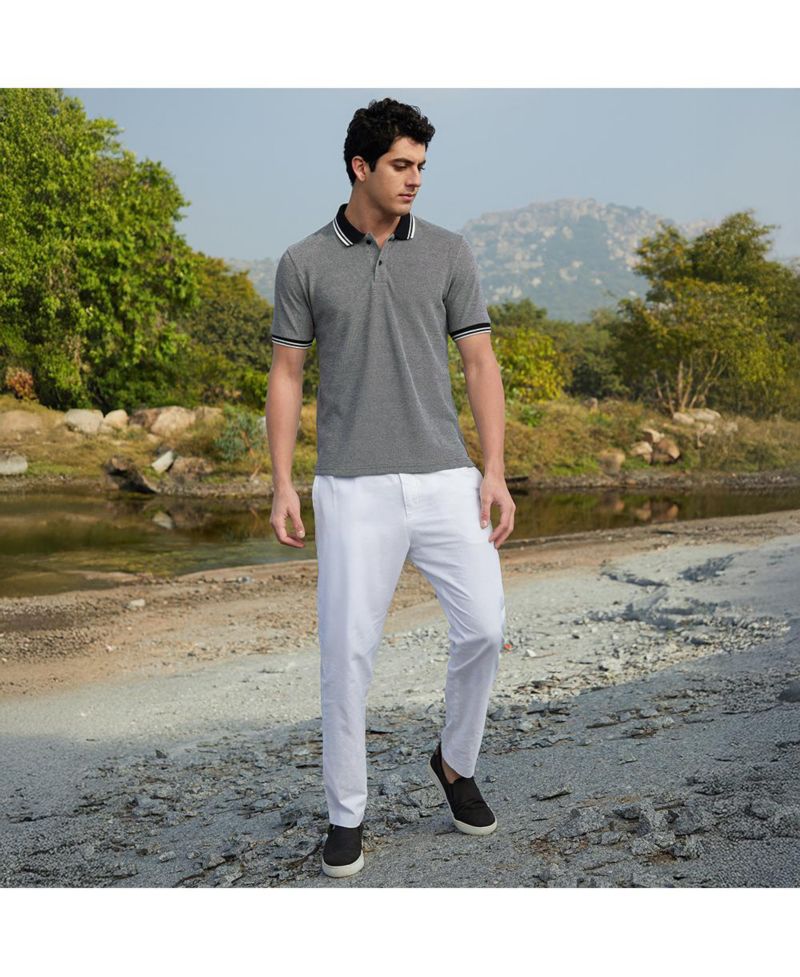 Men's Onyx Black Duo-Hue Knit Polo T-Shirt