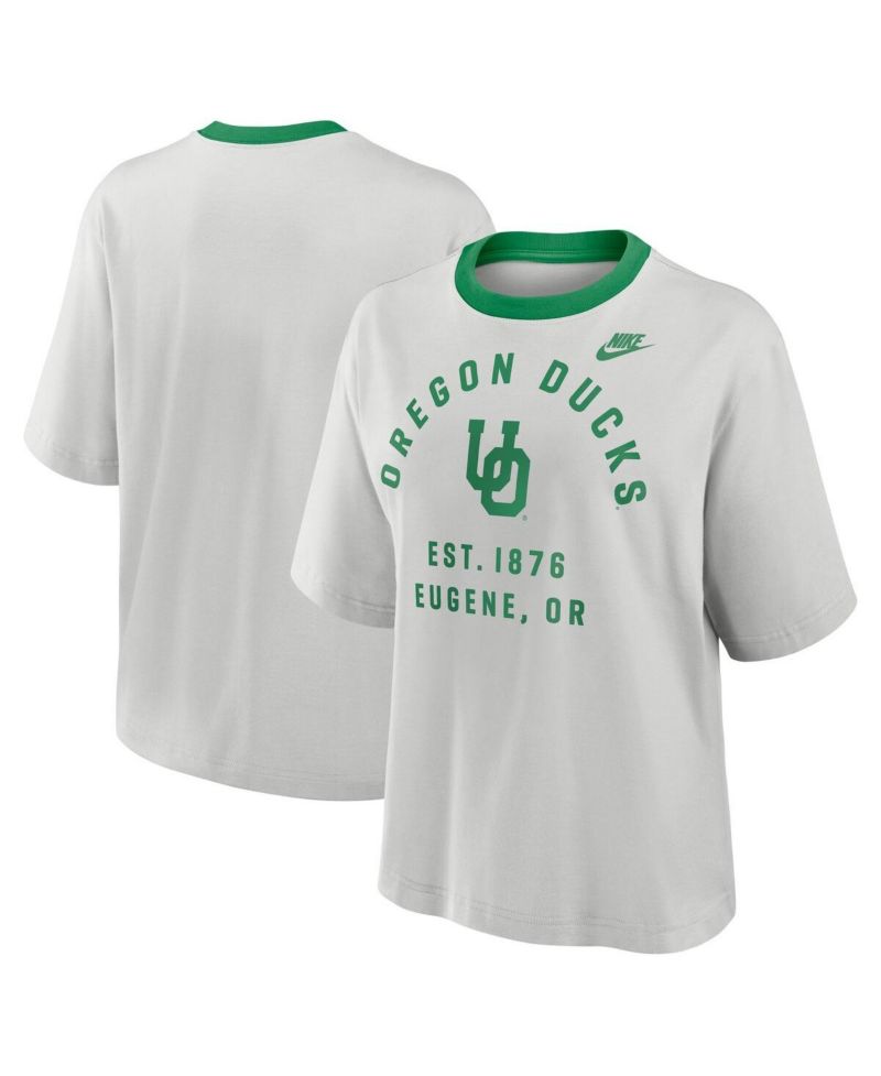 Women's Gray Oregon Ducks Legacy Arch Script Boxy T-Shirt