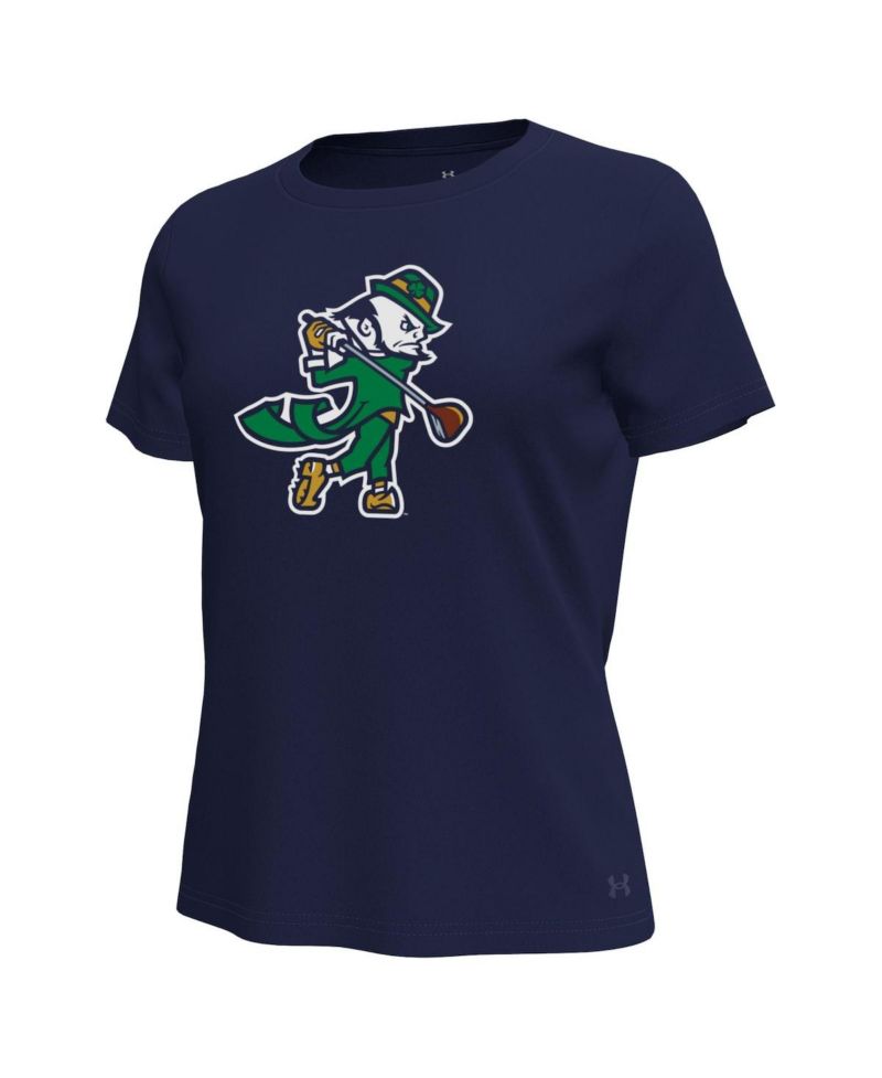 Women's Navy Notre Dame Fighting Irish Golfing Leprechaun Tech Stretch T-Shirt