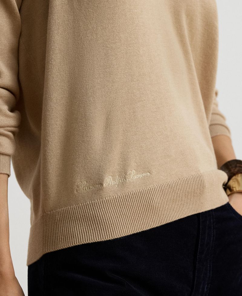 Women's Long Sleeve Polo Ribbed Sweater