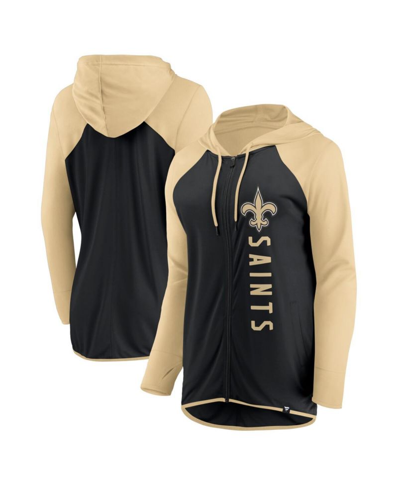 Women's Black, Gold New Orleans Saints Forever Fan Full-Zip Hoodie