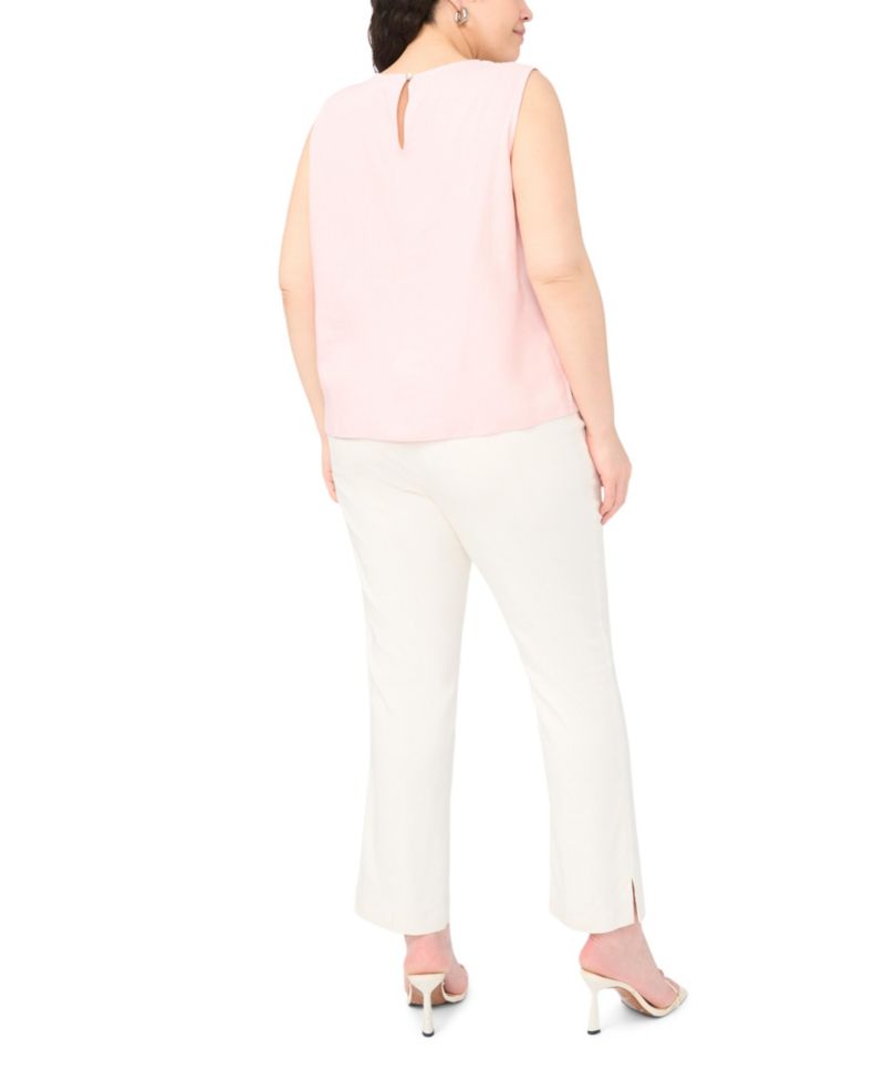 Plus Size Sleeveless Crewneck Blouse