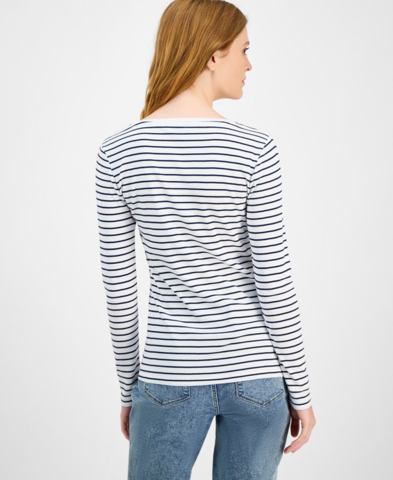 Women's Cotton Striped Scoop-Neck T-Shirt