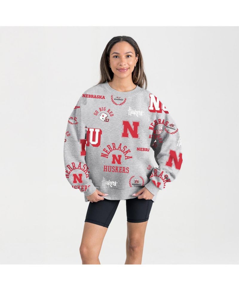 Women's Gray Nebraska Huskers Always on Repeat Fleece Sweatshirt