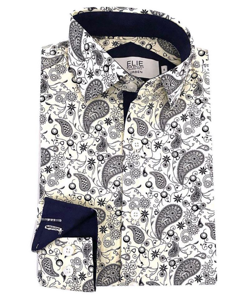 Big Boys White Paisley Slim Fit Shirt