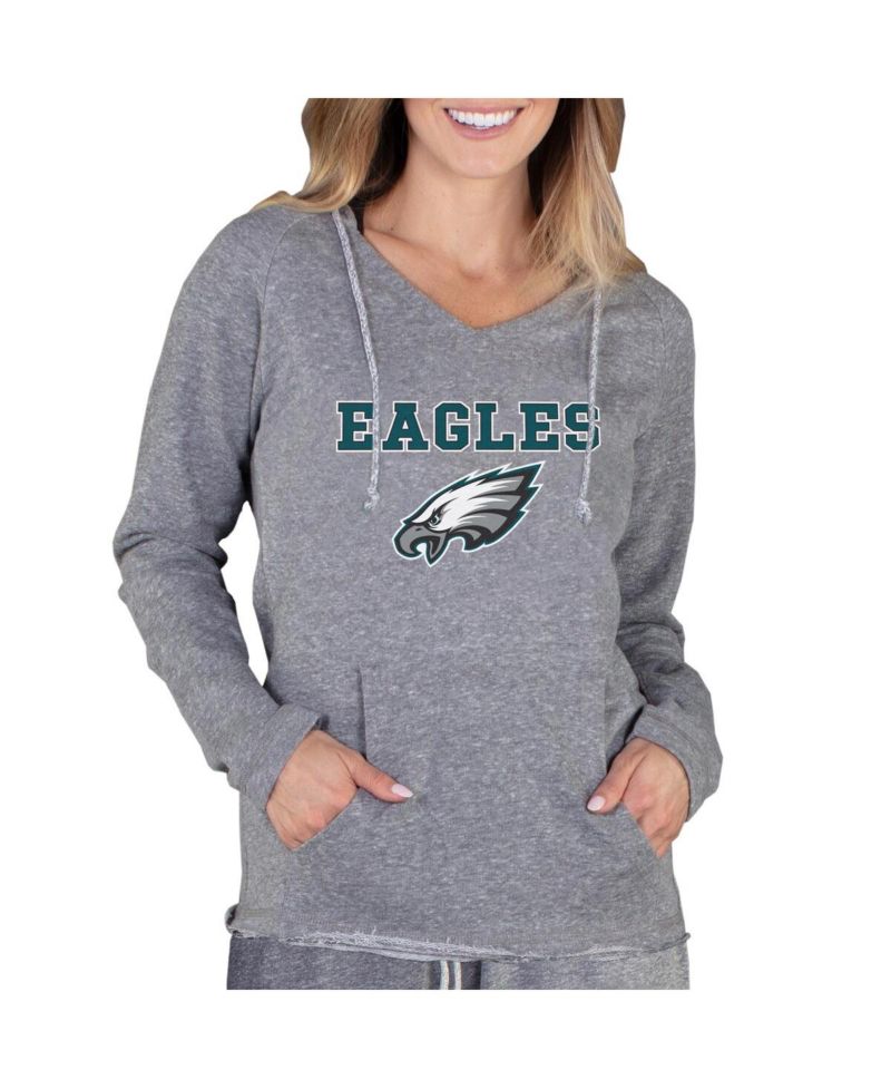 Women's Gray Philadelphia Eagles Mainstream Tri-Blend Raglan Hoodie V-Neck Top