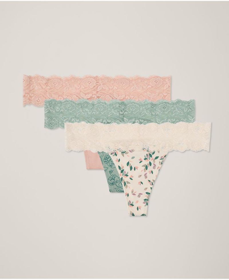 Women's Lace Waist Thong 3-Pack