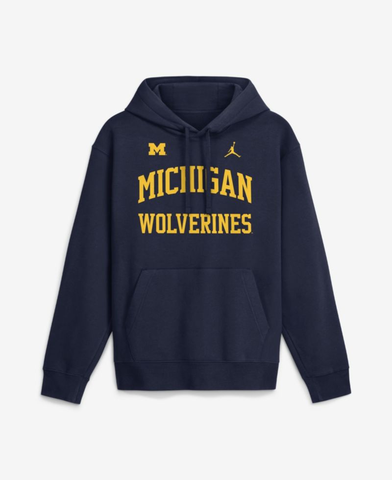 Men's Navy Michigan Wolverines Primetime Arched Club Fleece Pullover Hoodie