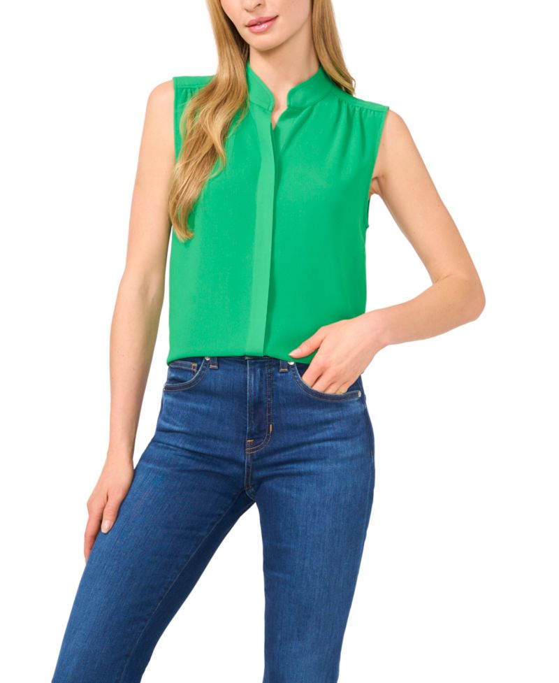 Women's Open Collar Sleeveless Top