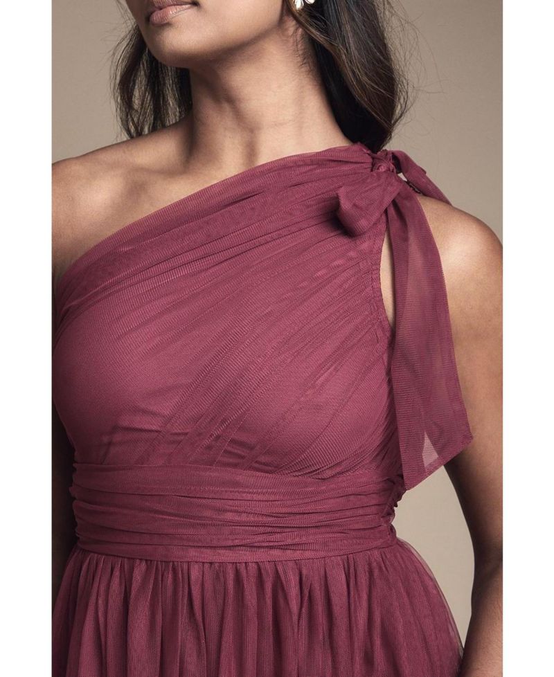 Women's Pleated One Shoulder Tiered Maxi Dress