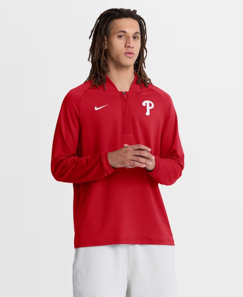 Men's Red Philadelphia Phillies Authentic Collection Dri-FIT Raglan Half-Zip Pullover Sweatshirt