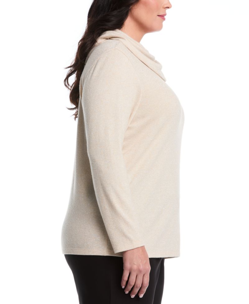 Plus Size Split Collar Long Sleeve Top