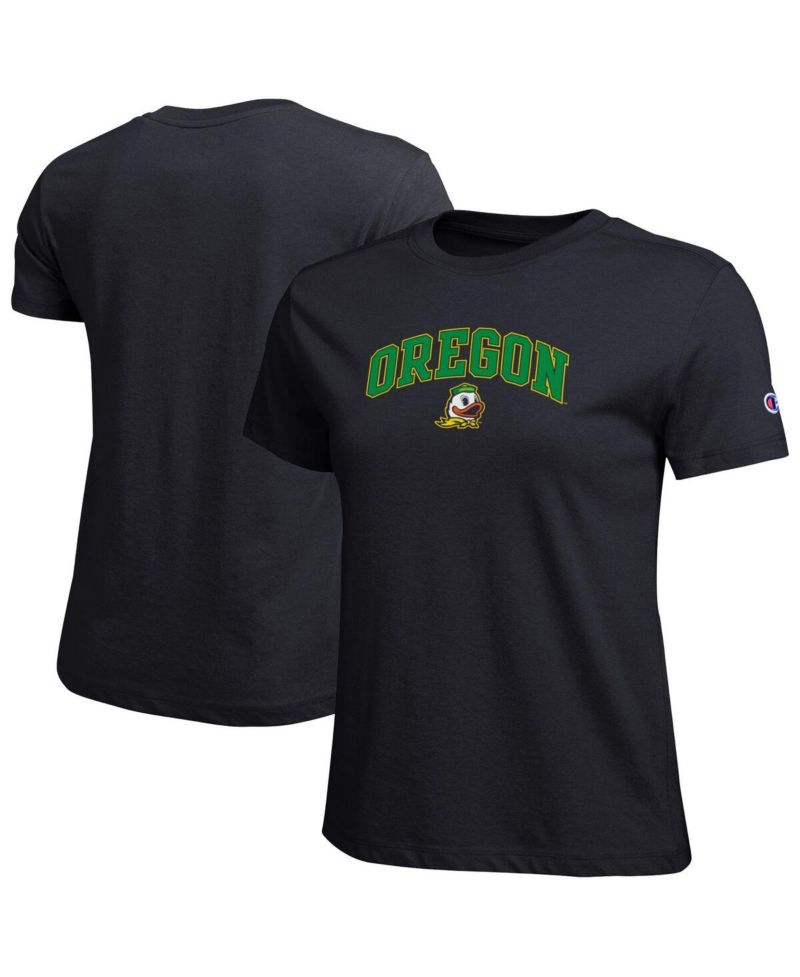 Women's Black Oregon Ducks Arched Over Logo T-Shirt