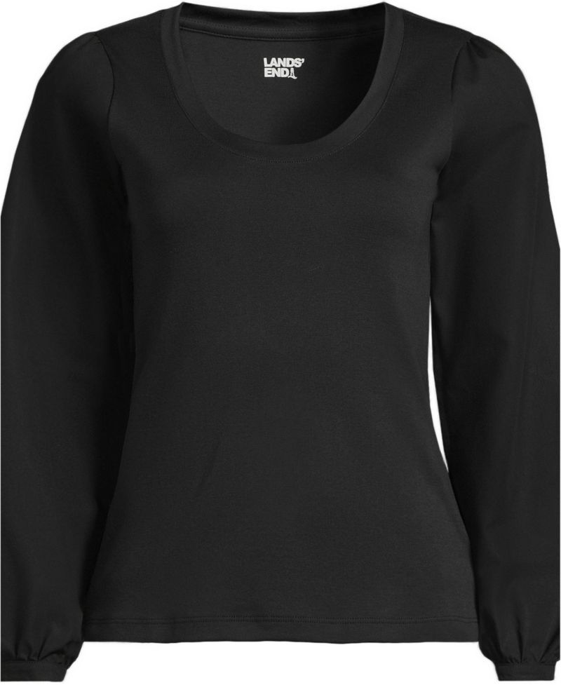 Plus Size Supima Interlock Scoop Neck Blouson Sleeve Top