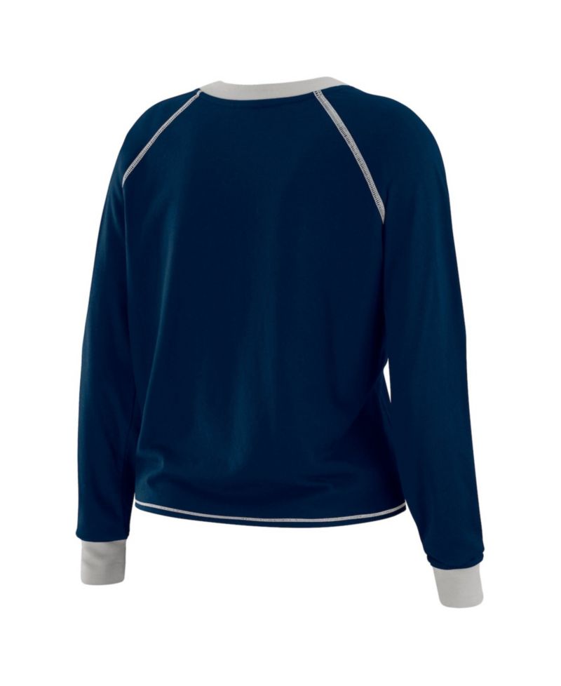 Women's Navy Dallas Cowboys Tie-Front Long Sleeve T-Shirt
