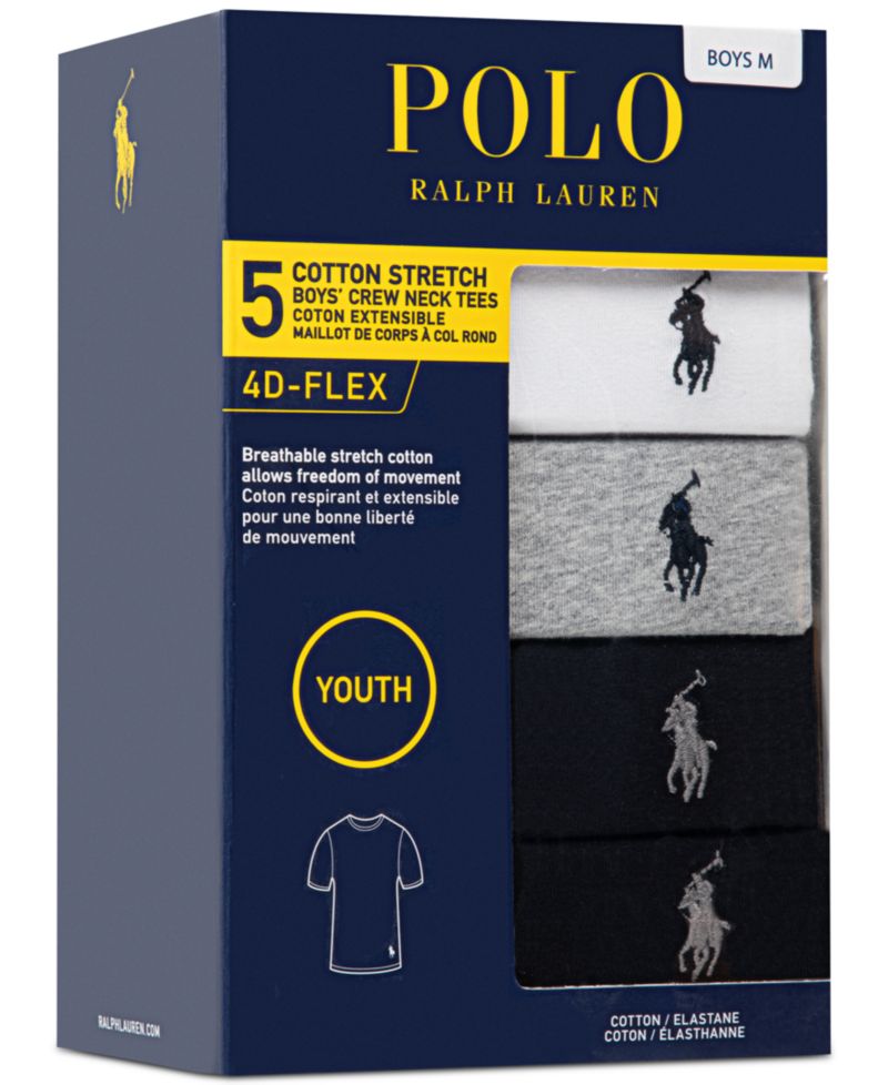 Big Boys Crewneck Undershirts, 5 Pack