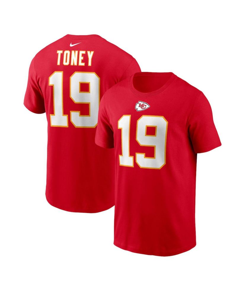 Men's Kadarius Toney Red Kansas City Chiefs Player Name and Number T-shirt