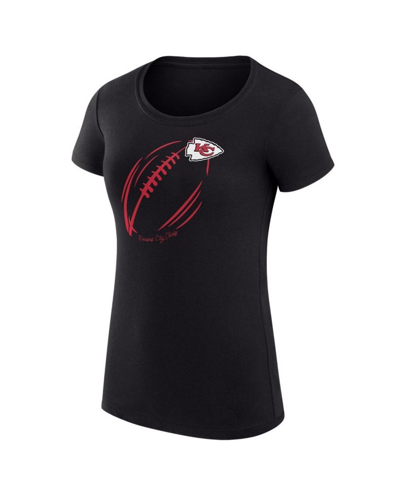 Women's Black Kansas City Chiefs Super-Slim Fit Lightweight Subtle Football T-Shirt
