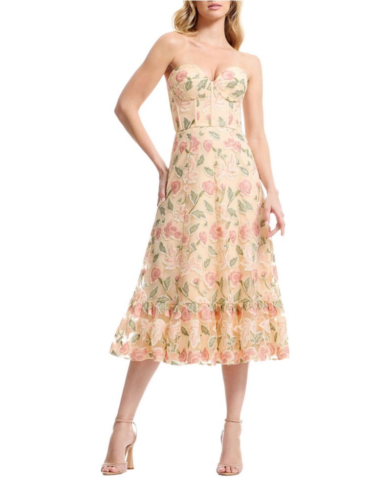 Women's Carina Strapless Sweetheart Floral Dress
