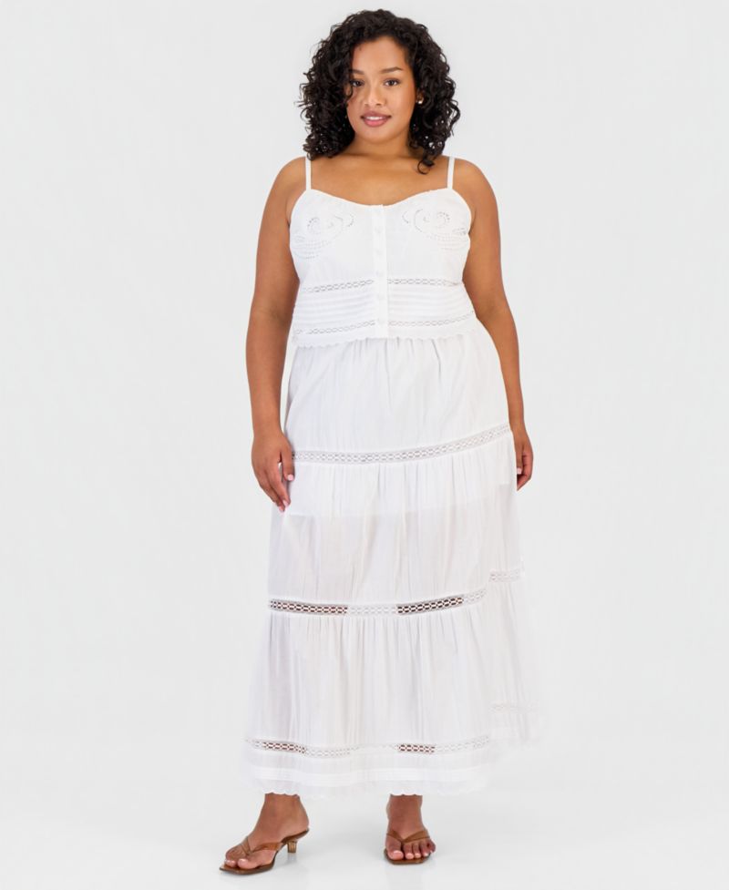 Trendy Plus Size Cotton Tiered Skirt