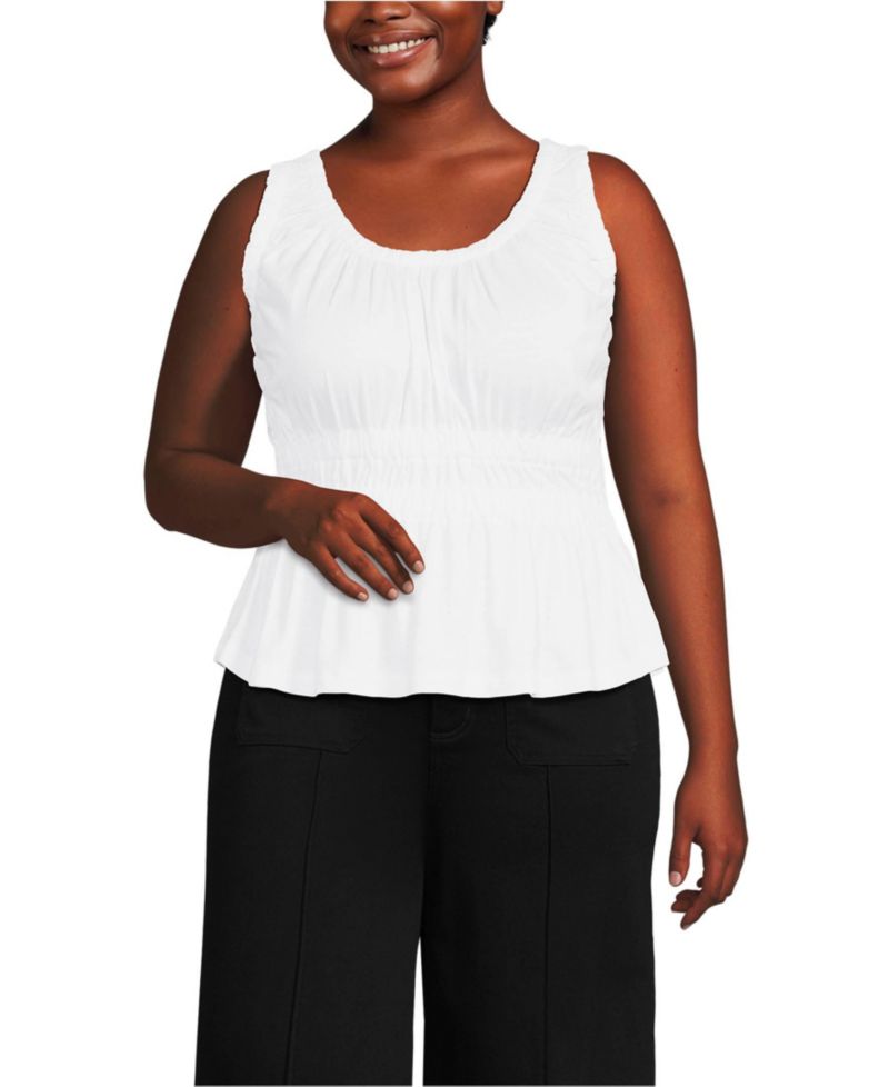 Plus Size Slub Rouched Tank Top