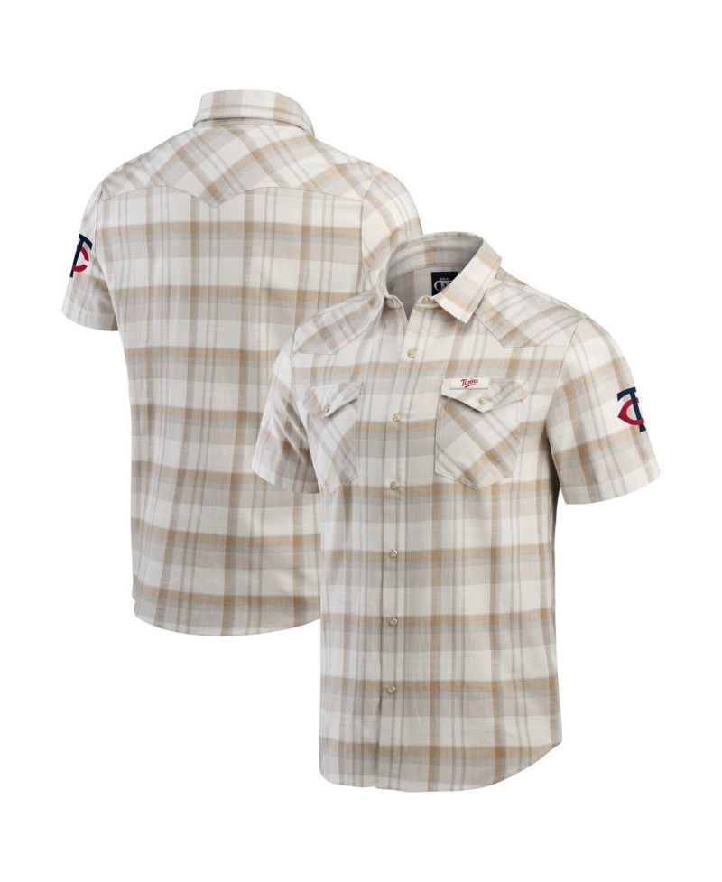 Men's Gray Minnesota Twins Plaid Full-Snap Shirt
